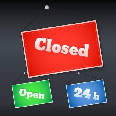 Open and closed signs clipart