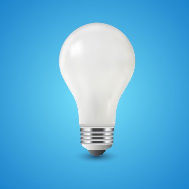 White light bulb on blue background, vector