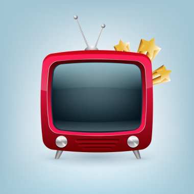 Vector red retro tv set. clipart