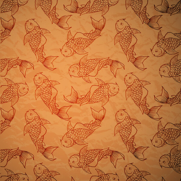 Seamless pattern with catfish