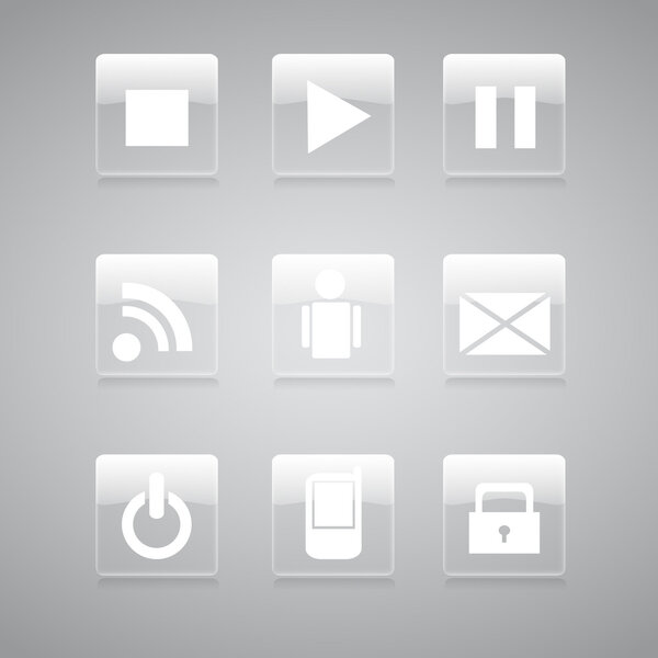 Блестящие медиа-кнопки. Вектор
