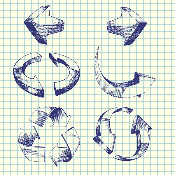 Conjunto Setas Desenhadas Mão Vetoriais — Vetor de Stock