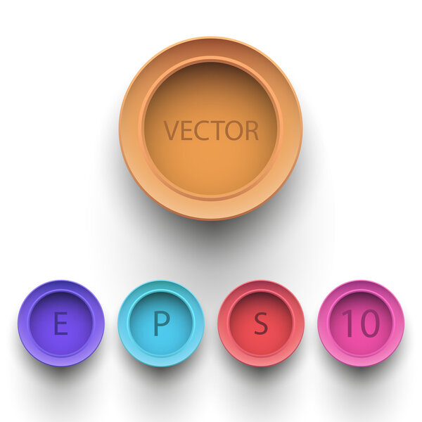 Set of colorful 3d buttons. Vector illustration.