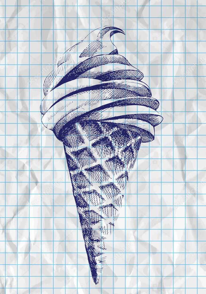 Ice cream cone doodle, vector