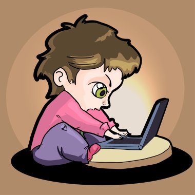 dizüstü bilgisayar ile bir çocuk resmi