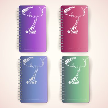 Set of colored notepads clipart