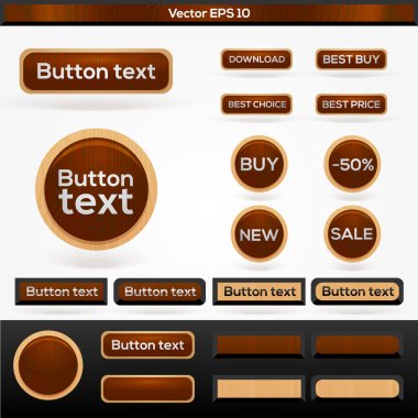vektör Satılık ahşap düğme kümesi