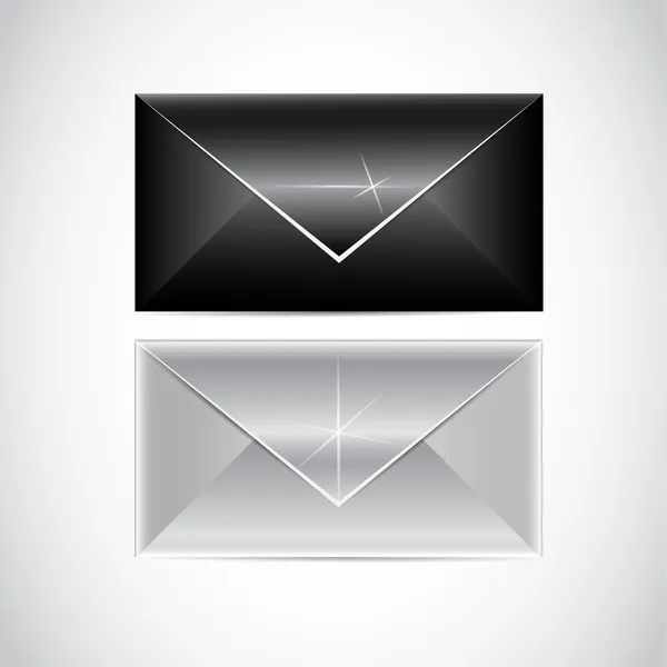 Envelopes Preto Branco Vetor —  Vetores de Stock