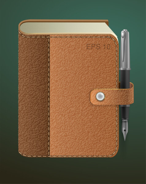 Vector diary with classic pen