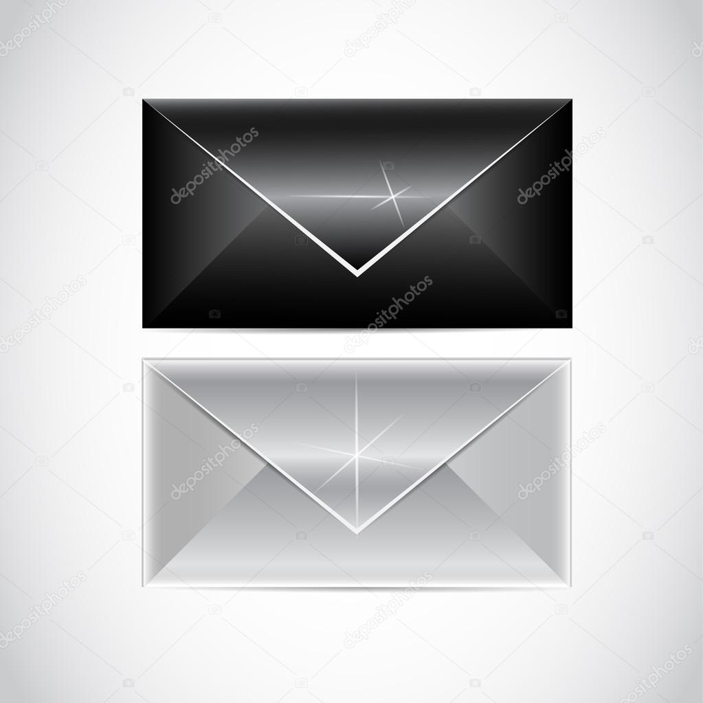 Black and white envelopes, vector