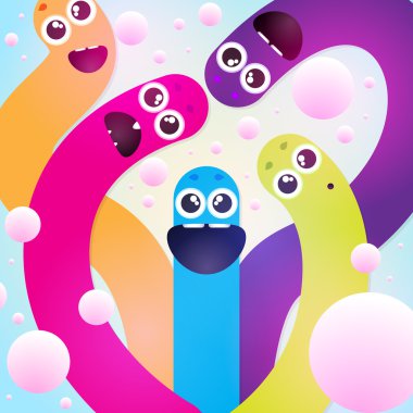 Funny colorful worms vector illustration  clipart