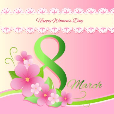 Womens day vector greeting card with flowers clipart
