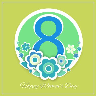 Womens day vector greeting card with flowers clipart