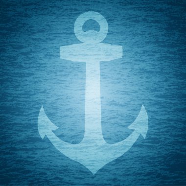 Vector illustration of anchor on sea background clipart