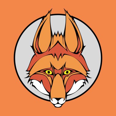 Vector illustration of a fox head snapping set inside circle. clipart