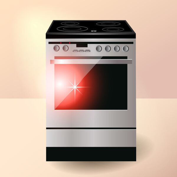 Electric cooker oven. Vector illustration.