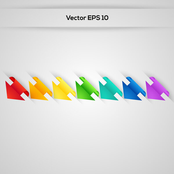 Set vector arrows in the form of paper stickers