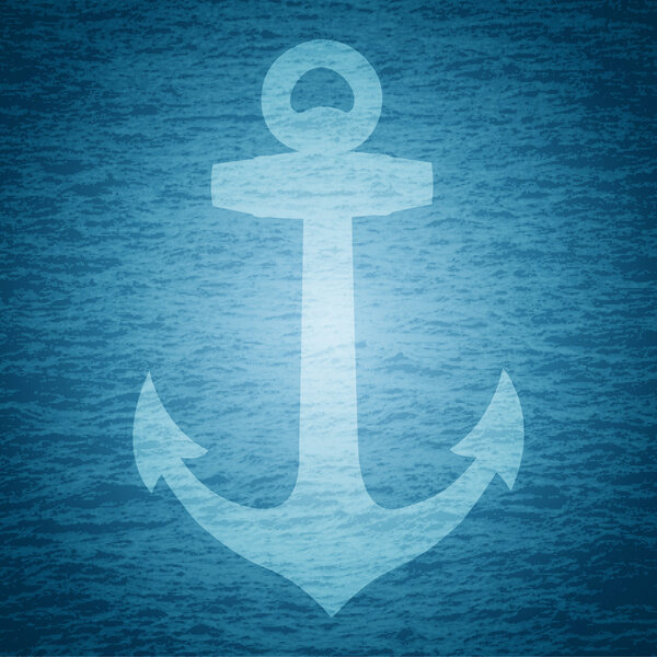 Vector illustration of anchor on sea background