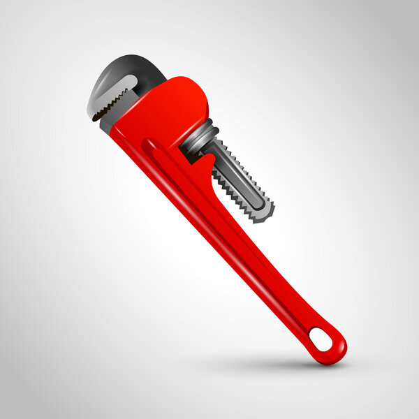 Monkey wrench, pipe wrench, plumber repair instrument, vector image on the white background