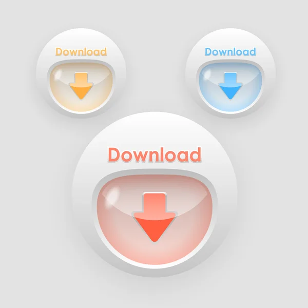下向きの矢印のカラフルなボタン ベクトル コレクション — ストックベクタ
