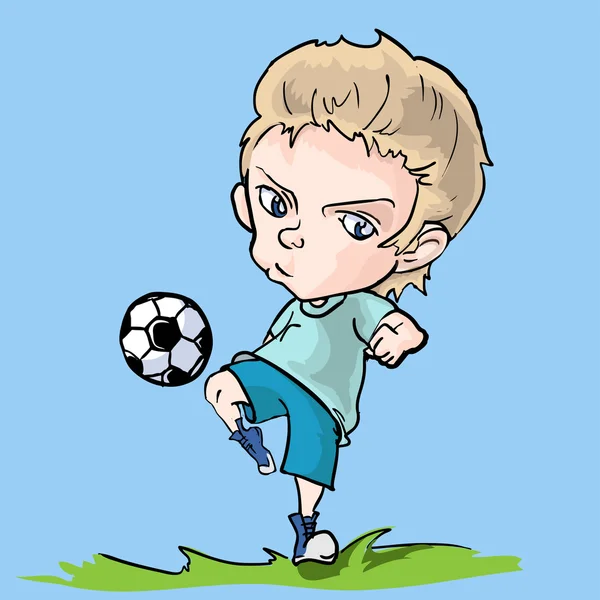 Jonge Voetbal Speler Vectorillustratie — Stockvector