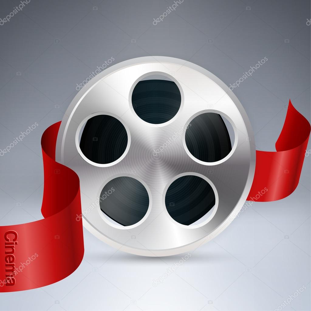 Vector cinema background with reel of film