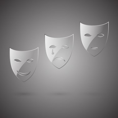 Glass comedy, tragedy & poker face mask clipart