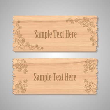 Wooden floral banners vector illustration  clipart