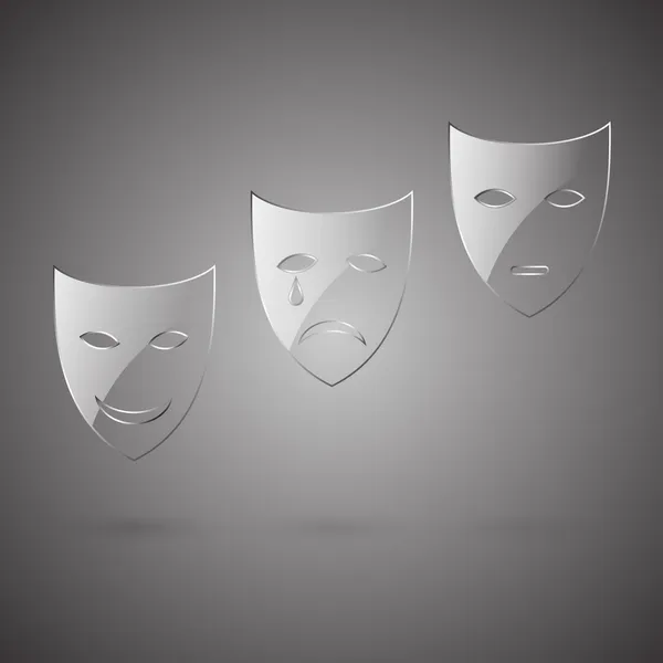 Glaskomödie Tragödie Poker Gesichtsmaske — Stockvektor