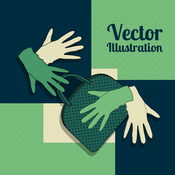 Vector background with gloves and handbag