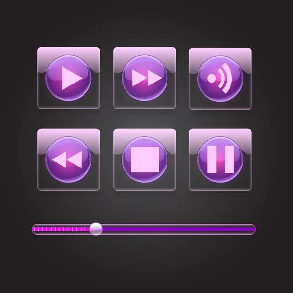 Glossy Media Buttons Vector — Stock Vector