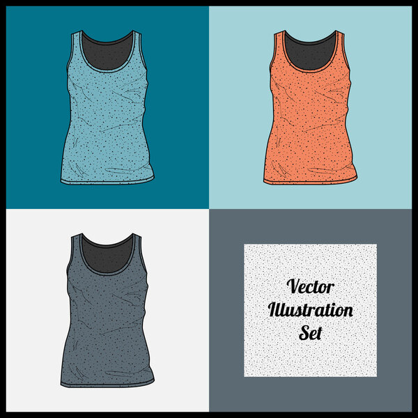 Vector illustration of women's singlets.