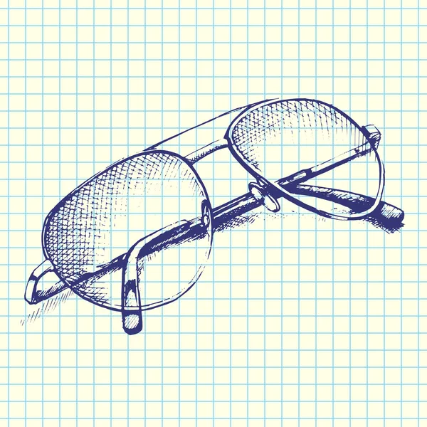 Handgezeichnete Sonnenbrille Skizzenhafte Notizbuch Doodles Vektor Illustration Auf Skizzenbuch Papier — Stockvektor