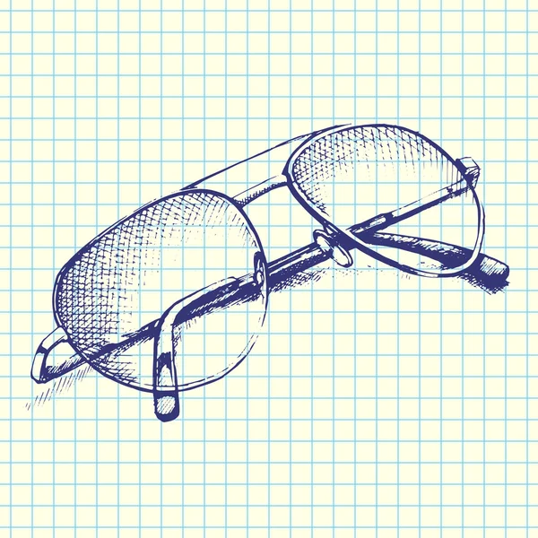 Lunettes Soleil Dessinées Main Sketchy Notebook Doodles Vector Illustration Sur — Image vectorielle