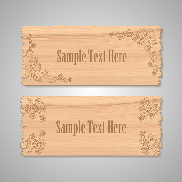 Wooden floral banners vector illustration 