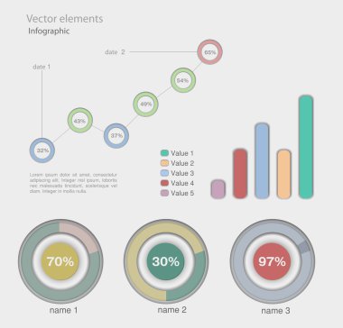 Infographic vektör grafikleri ve elemanları.