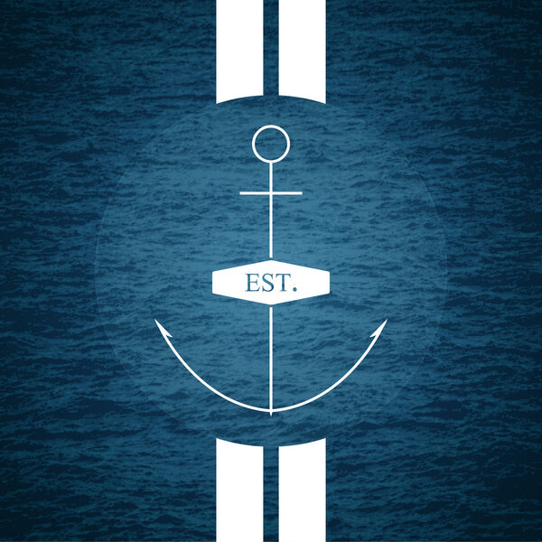Vector illustration of anchor on sea background