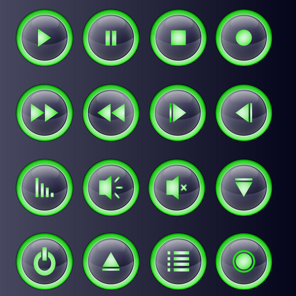 Media player buttons collection.