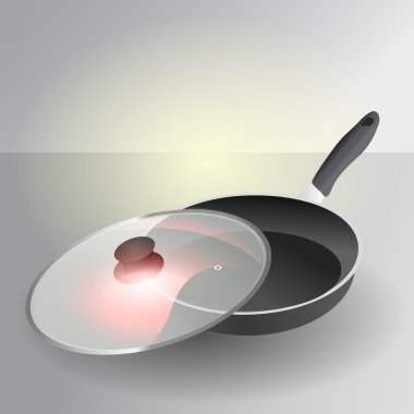 Black kitchen pan vector illustration  clipart
