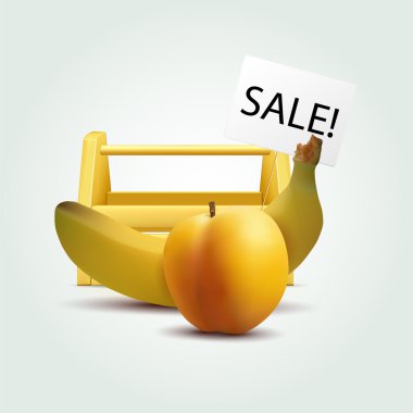 Vector banana and peach for sale clipart