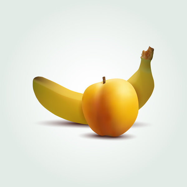 Vector peach and banana