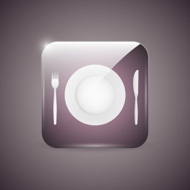 Empty dinner plate, knife and fork icon clipart