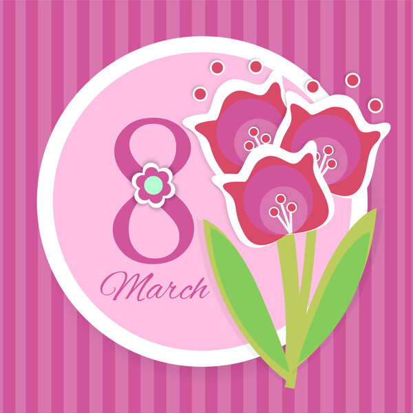 Women's day vector greeting card with flowers