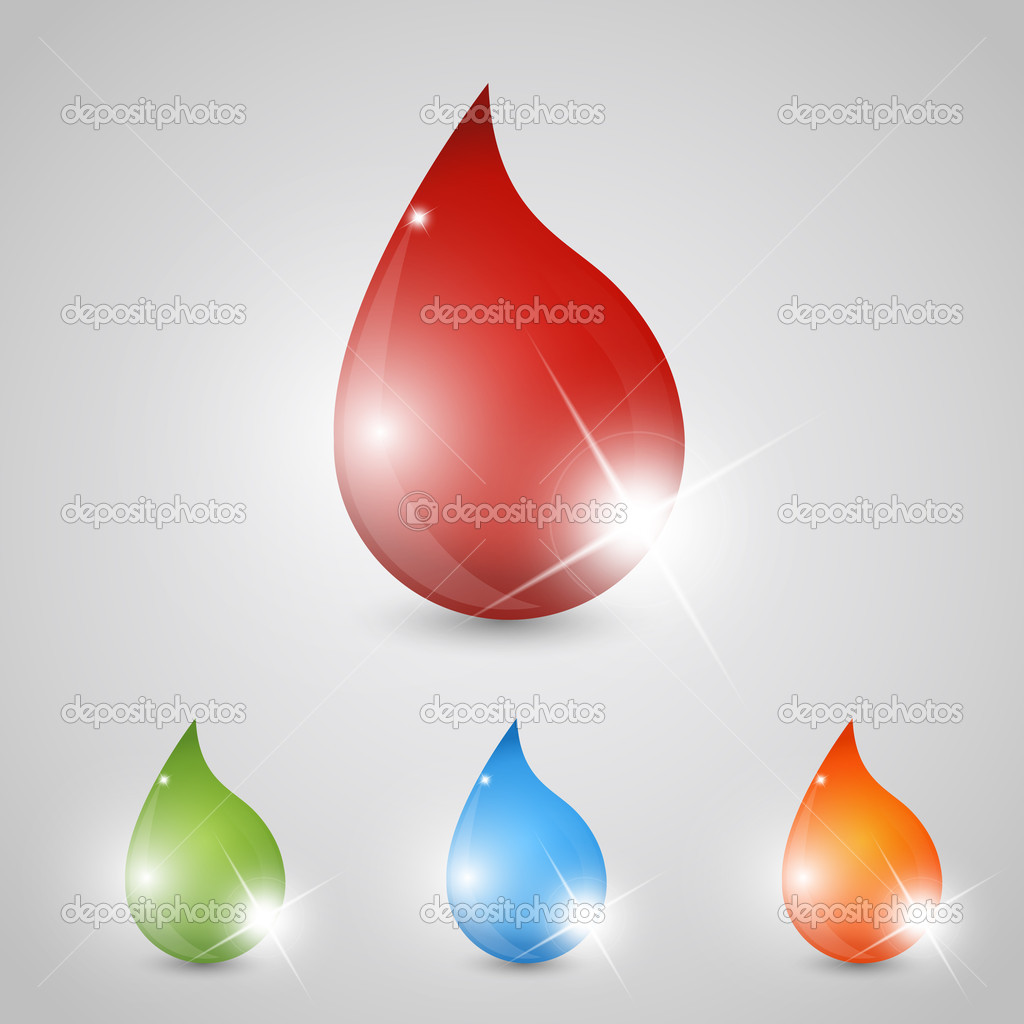 Colored set of glossy drops