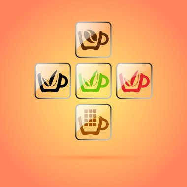 çay kahve çikolata Icon set vektör