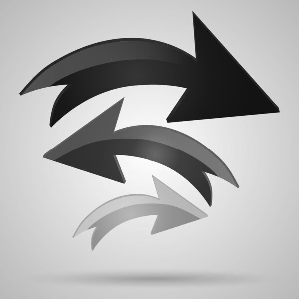 Vector glass arrows. Black glossy arrows icon set. Collection of arrows for design.