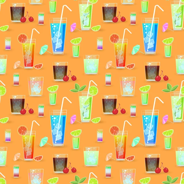 Vector Seamless Pattern Cocktails — Stock Vector