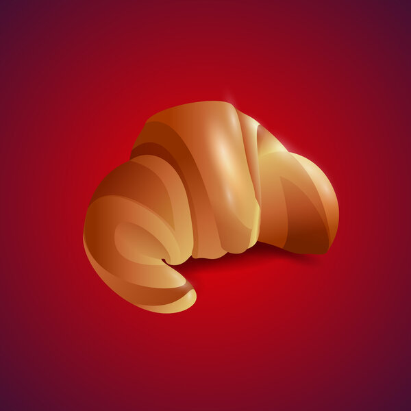 Croissant on red background, vector