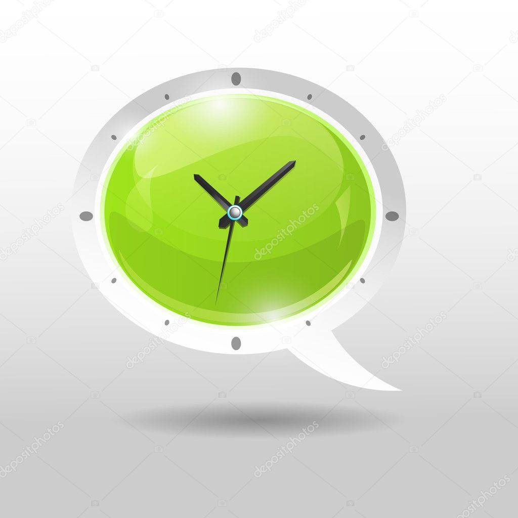 Clock illustration in speech bubble