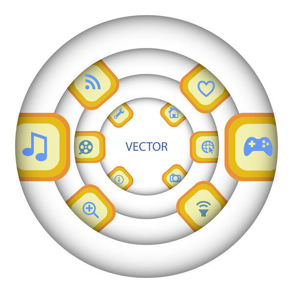 Media player icon set, vector